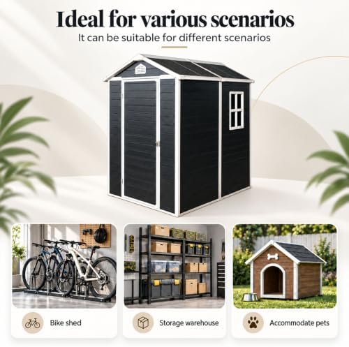 jt 6x4 ft resin storage shed, outdoor tool, package contents