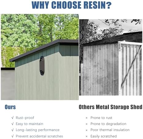 domi 6x11ft outdoor storage shed with double lockable, front angle view