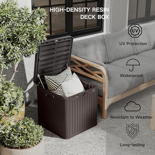 kingdura 60 gallon outdoor storage box, waterproof resin, side view