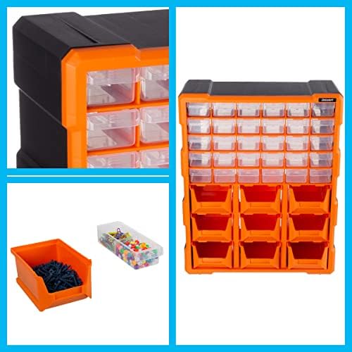 stalwart plastic storage drawers - 39-drawer screw organizer on a desk or shelf