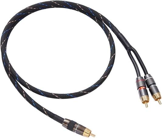 JORZOR Audiophile RCA to 2RCA Subwoofer Cable - 2M Oxygen-Free Copper by JORZOR