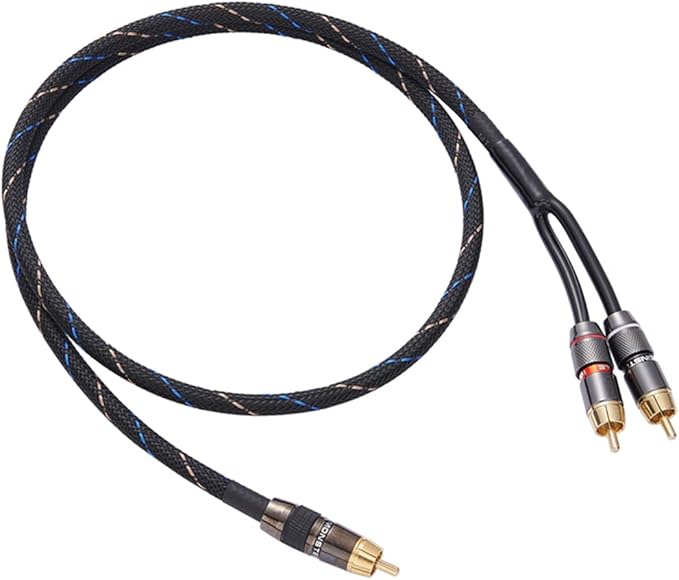 JORZOR Audiophile RCA to 2RCA Subwoofer Cable, 1 RCA Male to 2 RCA Male Audio by JORZOR