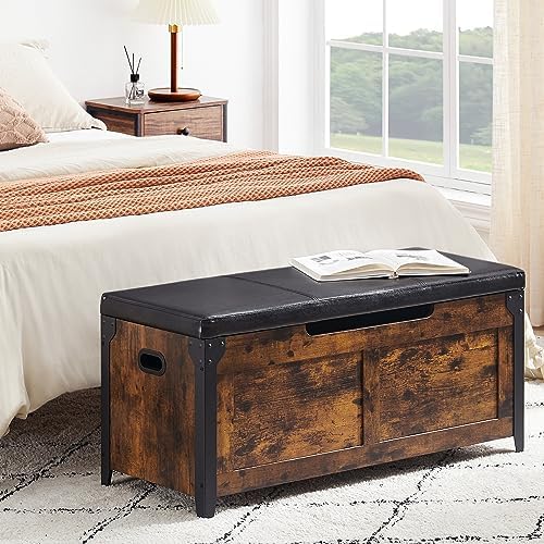 gaomon 39.4" storage chest, storage bench with safety, side view