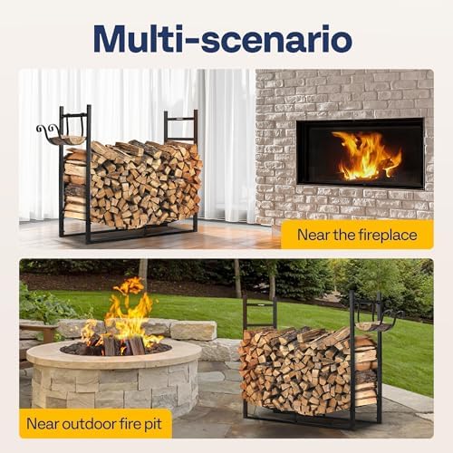 vivohome 3ft heavy duty indoor outdoor firewood storage on a desk or shelf