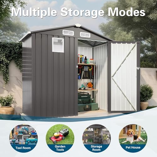 6x3.5 ft outdoor storage shed, small metal garden, package contents
