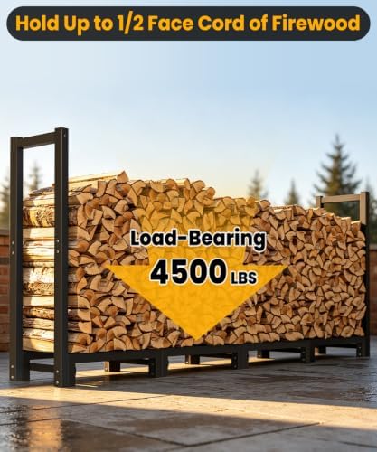 8ft firewood rack outdoor indoor, upgraded heavy duty, close-up detail