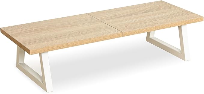 TEAMIX 24 inch Monitor Stand Riser, Wood & Steel Computer Monitor Stand by TEAMIX
