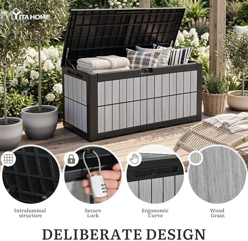 yitahome 134 gallon large deck box, side view