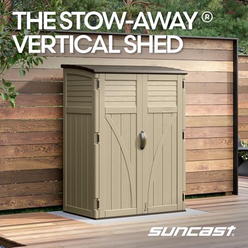 suncast outdoor storage shed, water resistant resin vertical, close-up detail