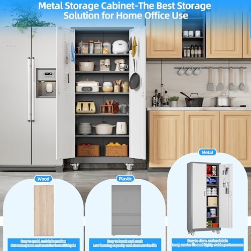 aobabo upgrade 71h''*32''w*16''d metal garage storage cabinet with showing dimensions