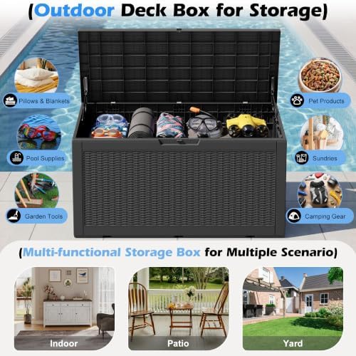 outdoor storage box waterproof, 100 gallon deck box, close-up detail