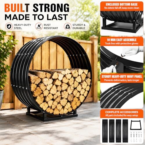 32" firewood rack with roof cover, indoor &, package contents