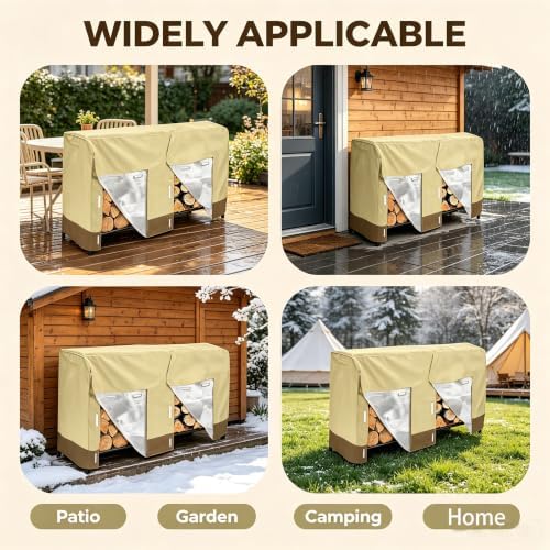 8ft 210d oxford outdoor waterproof firewood rack cover, view 9