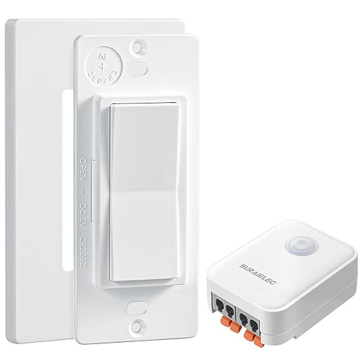 SURAIELEC Wireless Light Switch & Receiver Kit, 15A RF Remote Control Wall by SURAIELEC