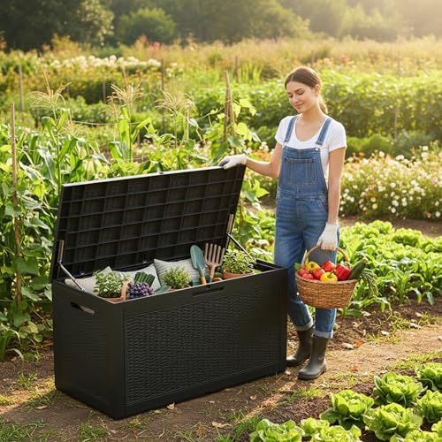 102 gallon resin outdoor storage box, waterproof deck, package contents