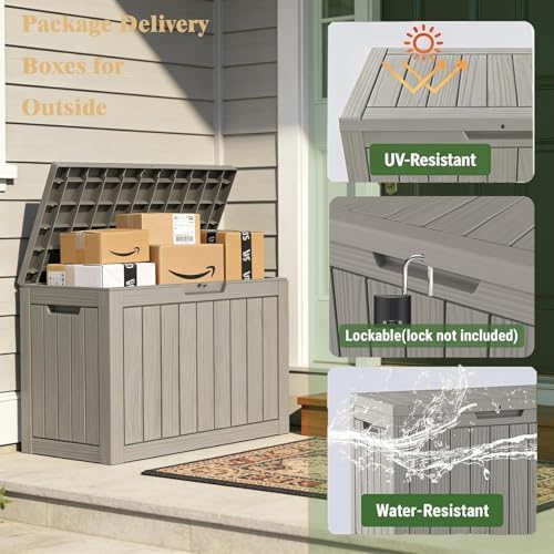 outdoor deck storage box, 50 gallon deck box,lockable, side view