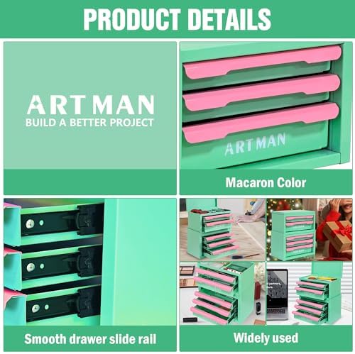 mini metal tool box, 2+3 layer portable steel, close-up detail
