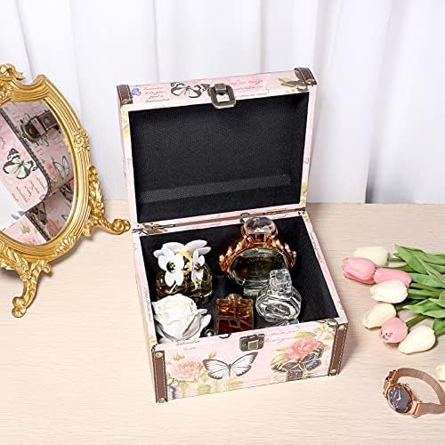 elldoo decorative treasure chest box, wooden + pu showing dimensions