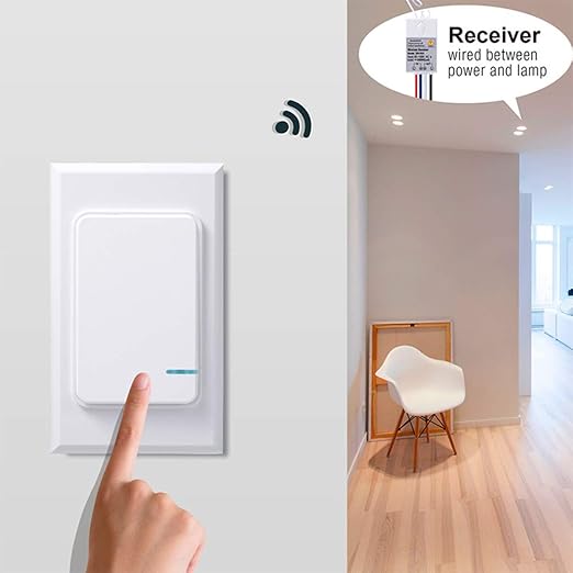 Thinkbee Wireless Light Switch and Receiver Kit, Mini Remote Control Switch - Image 2