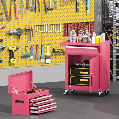 greenvelly 5-drawer tool chest with wheels, pre-assembled rolling shown in use