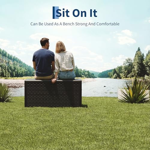 garvee 73 gallon waterproof large resin deck box, close-up detail