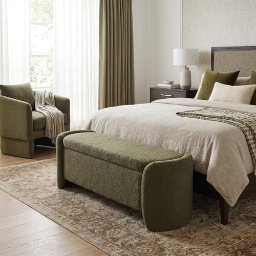 lukealon 50 inch storage ottoman bench, christmas tree showing dimensions