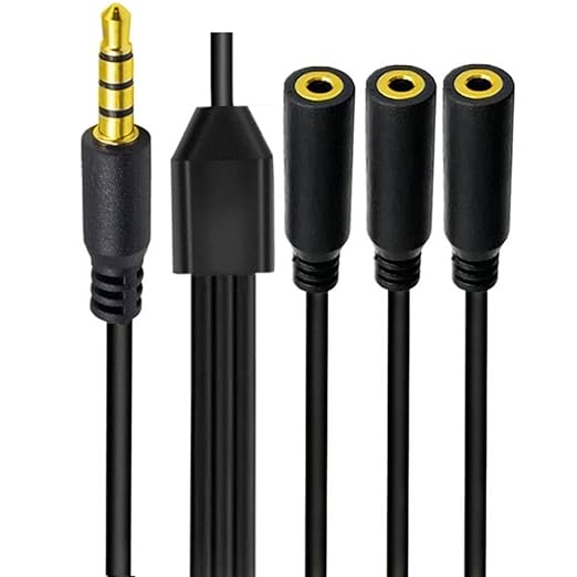 MysRuida 1.6ft 1/8” 3.5mm TRRS Extension Stereo Audio Cable, 1 Male to 3 Female - Image 2