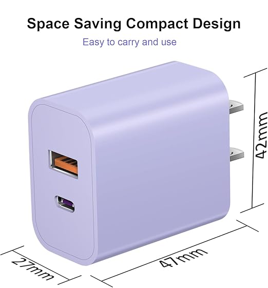 iPhone 16/15 Charger, USB C Dual Port QC + PD Wall Charger Block - Image 6