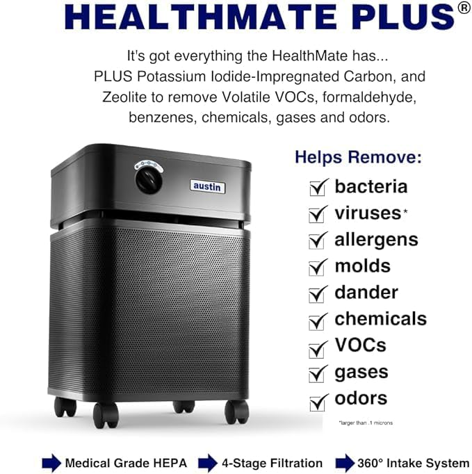 Austin Air HealthMate Plus Standard Air Purifier Midnight Blue - Image 4