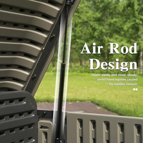 domi 260 gallon resin deck box, outdoor waterproof, side view
