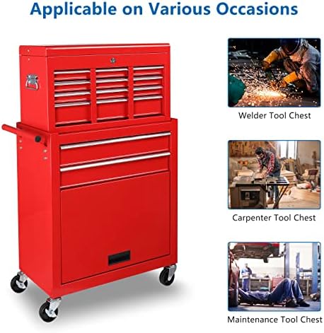 tuffiom 8-drawer rolling tool chest, tool storage cabinet, front angle view