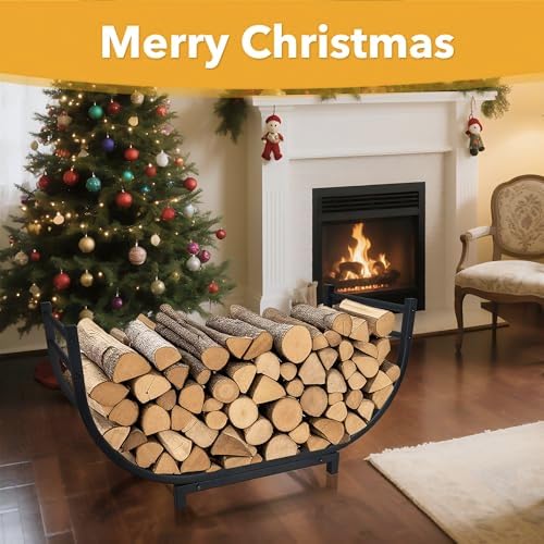 facka 30 inch firewood rack outdoor metal wood shown in use
