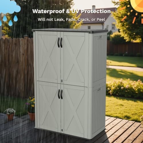 patiowell 50 cu.ft resin horizontal outdoor storage shed, close-up detail