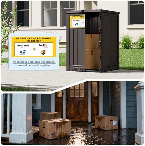 package delivery box for outside, outdoor storage box showing dimensions