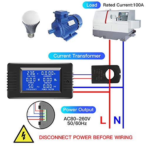 2 Pieces AC Current Voltage Amperage Power Energy Panel Meter LCD Digital - Image 5