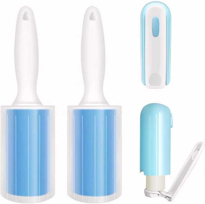Reusable Washable Lint Roller 4 Pack, Sticky Gel Lint Rollers, Cat Dog Pet Hair by CALMTEE