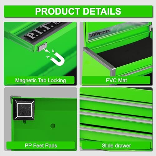 p.i.t. mini steel tool box,3 drawer and 5 on a desk or shelf