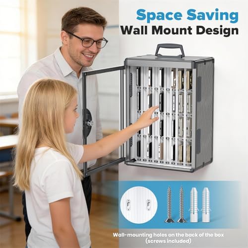 36 slots cell phone locker, classroom phone storage, front angle view
