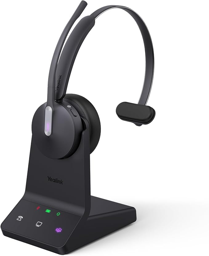 Yealink WH64 DECT & Bluetooth Mono Teams Wireless Headset, 606ft Long Range by RedefineYourWorkplace