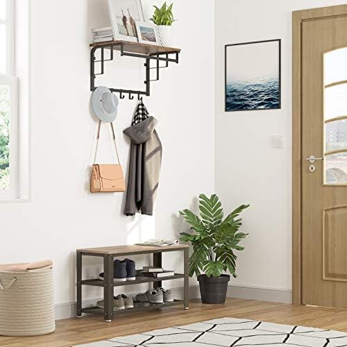 vasagle 3-tier shoe rack, storage bench with metal showing dimensions