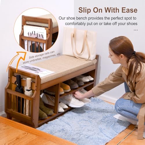 petkaboo shoe bench with hidden drawer and side, side view