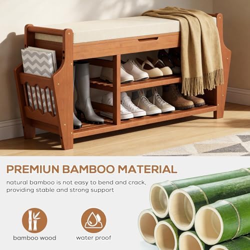 39.4in shoe bench with 2 holder, 3 tier, close-up detail