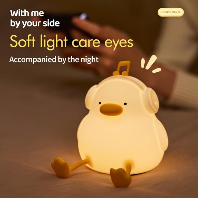 ATSUI Night Light for Kids, Squishy Duck Design, 3 Level Dimmable, Silicone - Image 3