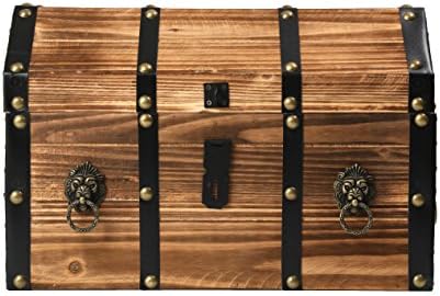 vintiquewise wooden treasure chest trunk vintage-style storage box, side view
