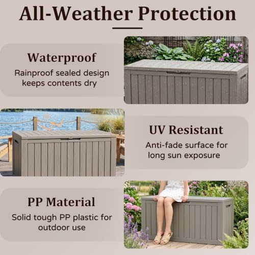 outdoor storage box,100 gallon lockable deck box with, close-up detail