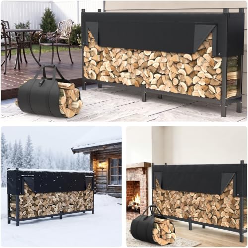 torack heavy duty 96 in/8 ft firewood rack shown in use