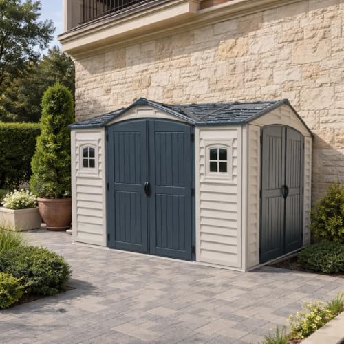 duramax apex pro 10.5x8 dual-access vinyl storage shed, view 12