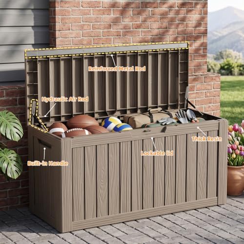 easyup 160 gal deck box waterproof outdoor storage, close-up detail