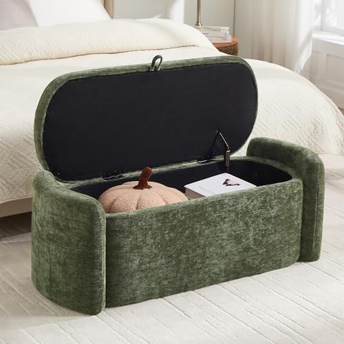 oval ottoman bench with 20 gal of storage, view 10