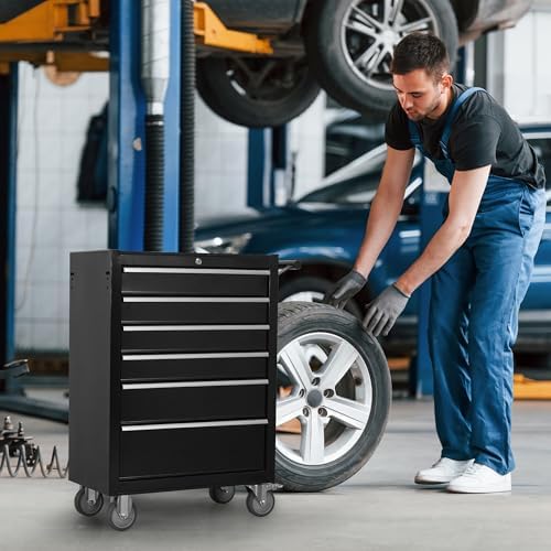 6-drawer rolling tool chest cabinet, large capacity metal, view 9